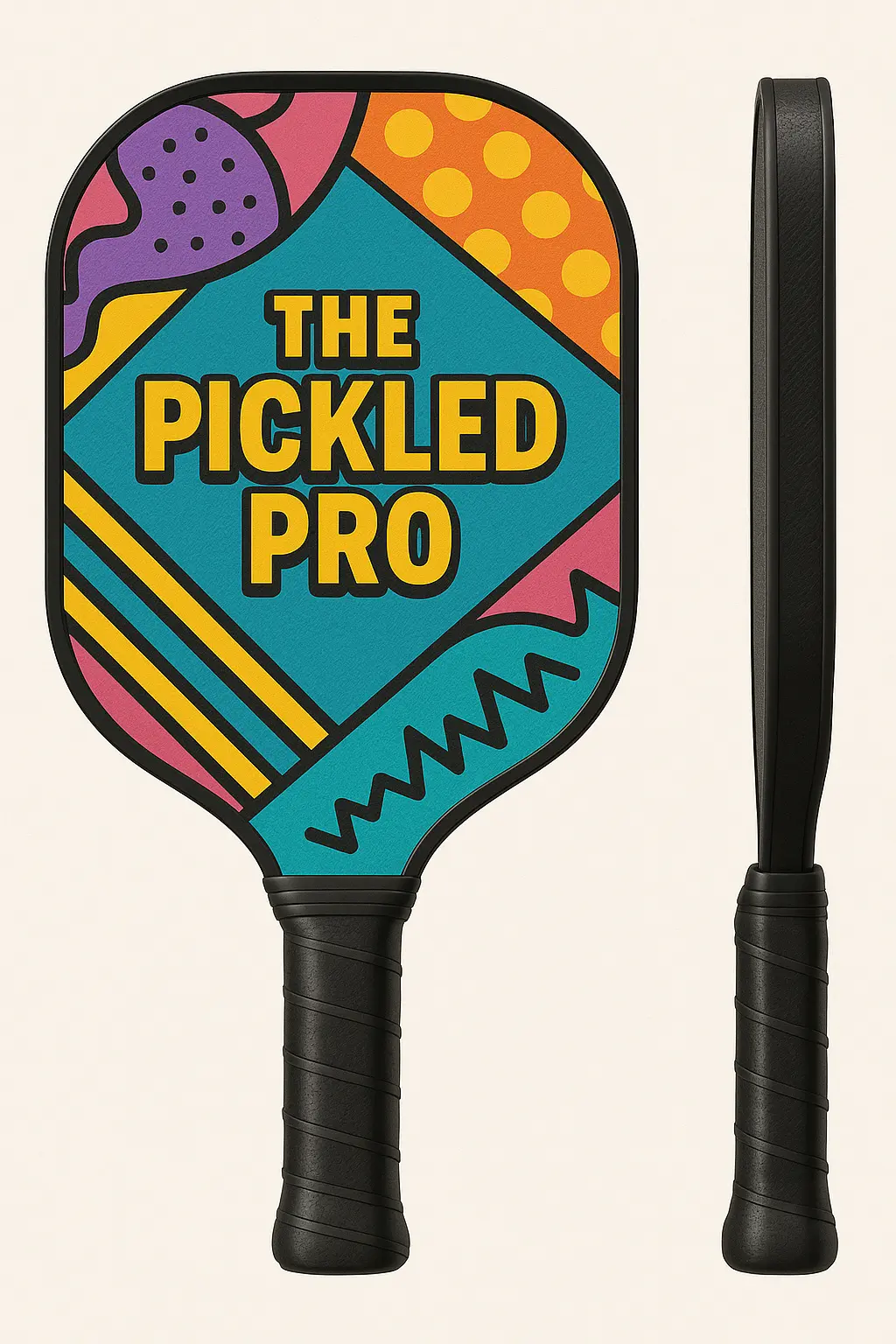 AI-generated graphic design of 'The Pickled Pro' pickleball paddle