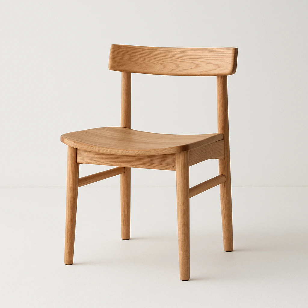 AI-generated minimalist wooden item (likely chair) in Japanese design