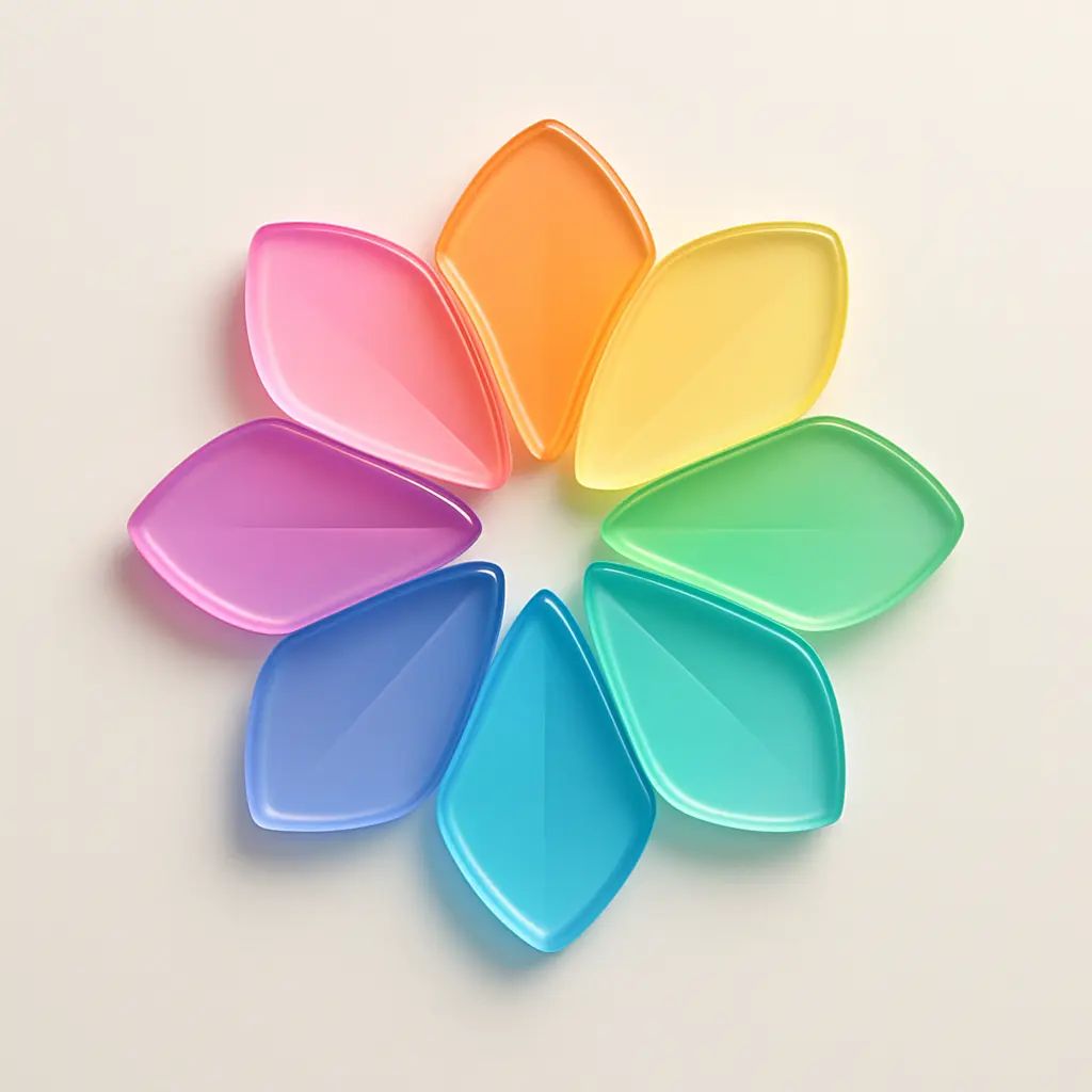 AI-generated 3D color wheel logo with petal-shaped leaves